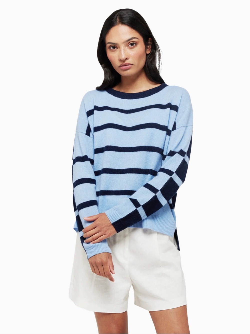 BRODIE TWO TONE BOXY STRIPE SWEATER Size L